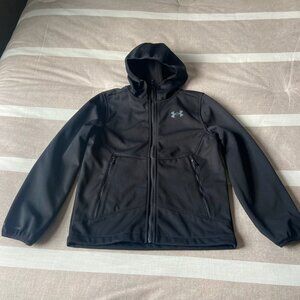 EUC Under Armour Black Full-Zip Fleece Hoodie Jacket Sz YM